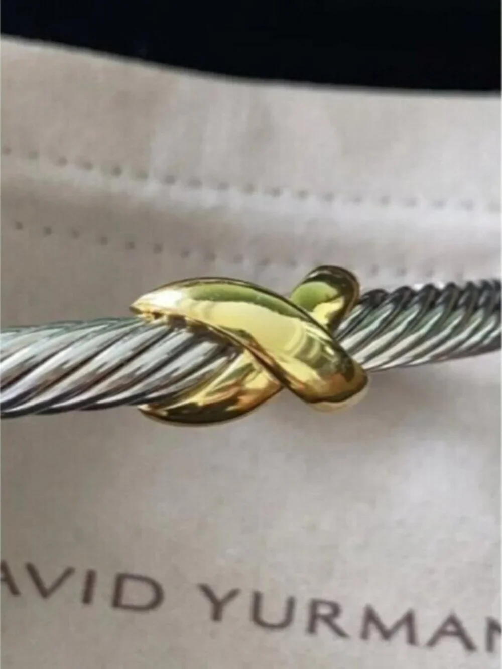 🚃David Yurman Silver Bracelet with Gold Accents 7mm